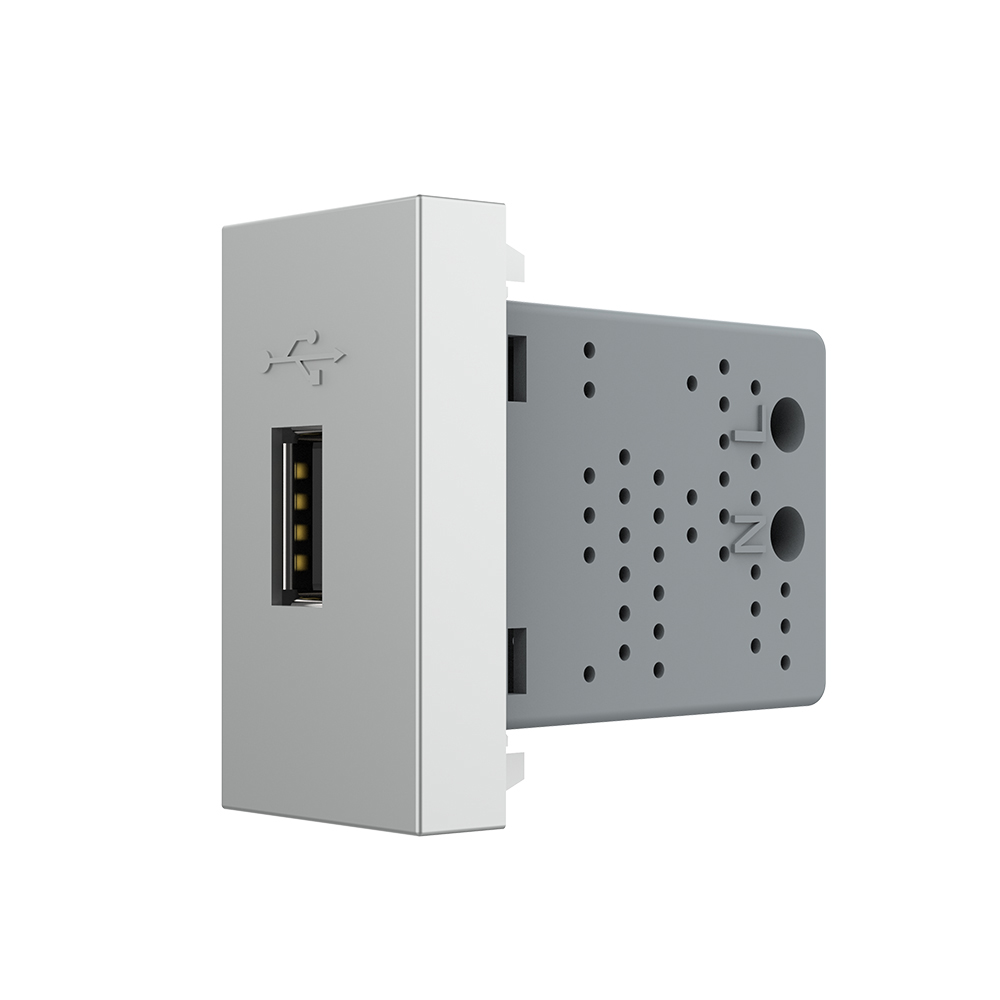 Modul priza USB Tip A Livolo VL-FCUS-1IP, policarbonat, argintiu