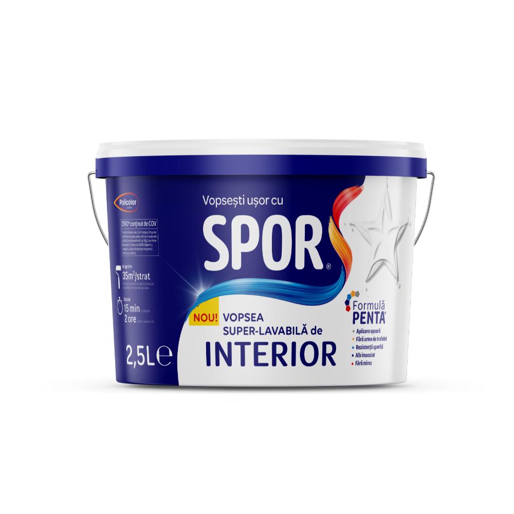 Vopsea superlavabila interior Spor, alb, 2.5 l