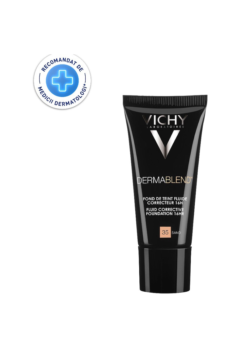 Fond de ten corector fluid rezistenta 16h SPF 35  Dermablend pentru tenul normal sau uscat - 30 ml - Sand