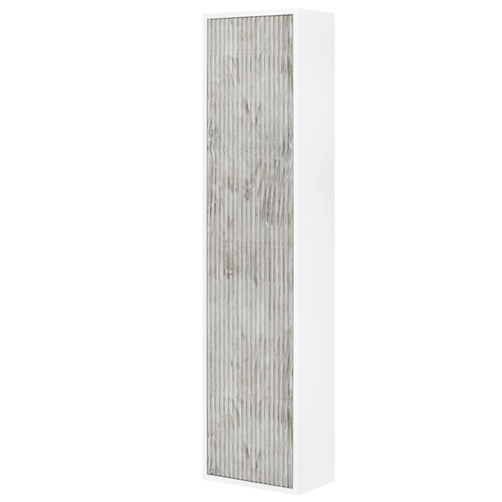 Dulap baie suspendat Savini Due Portofino 2320C/F00/F43, 1 usa, alb + stejar antichizat, 33.7 x 16 x 138.6 cm
