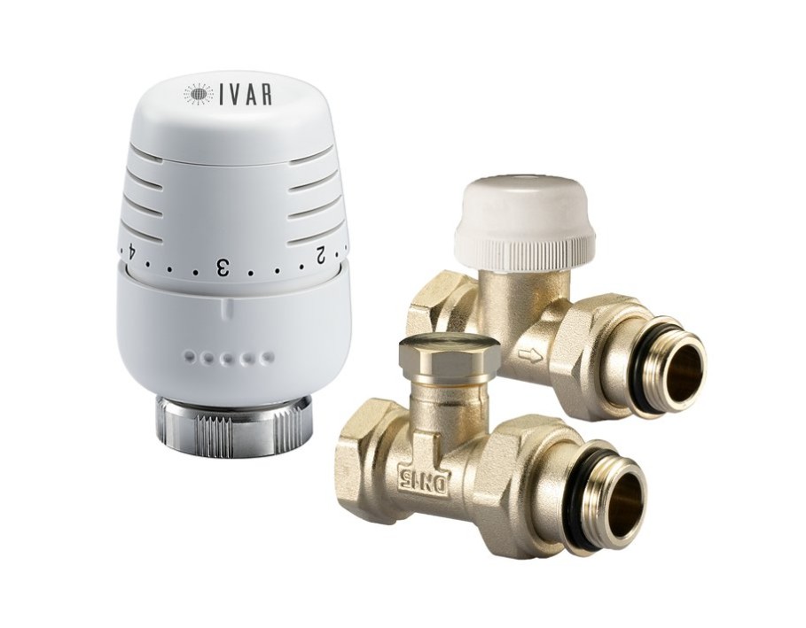 Set robineti calorifer - cap termostatic + robinet termostatat + robinet retur 1/2 Ivar