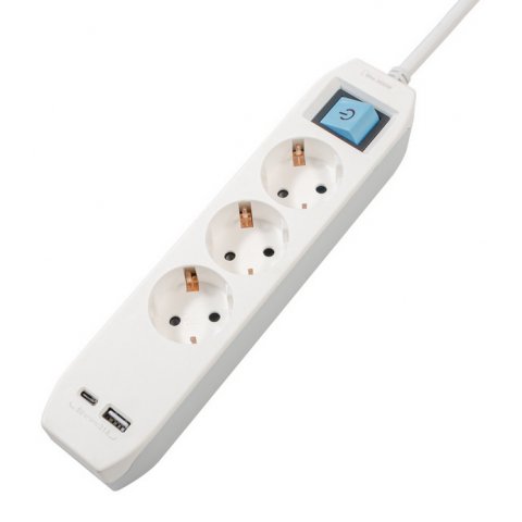 Prelungitor SPACER Schuko x3 16A 3m WH PP-3-30-TC-USB