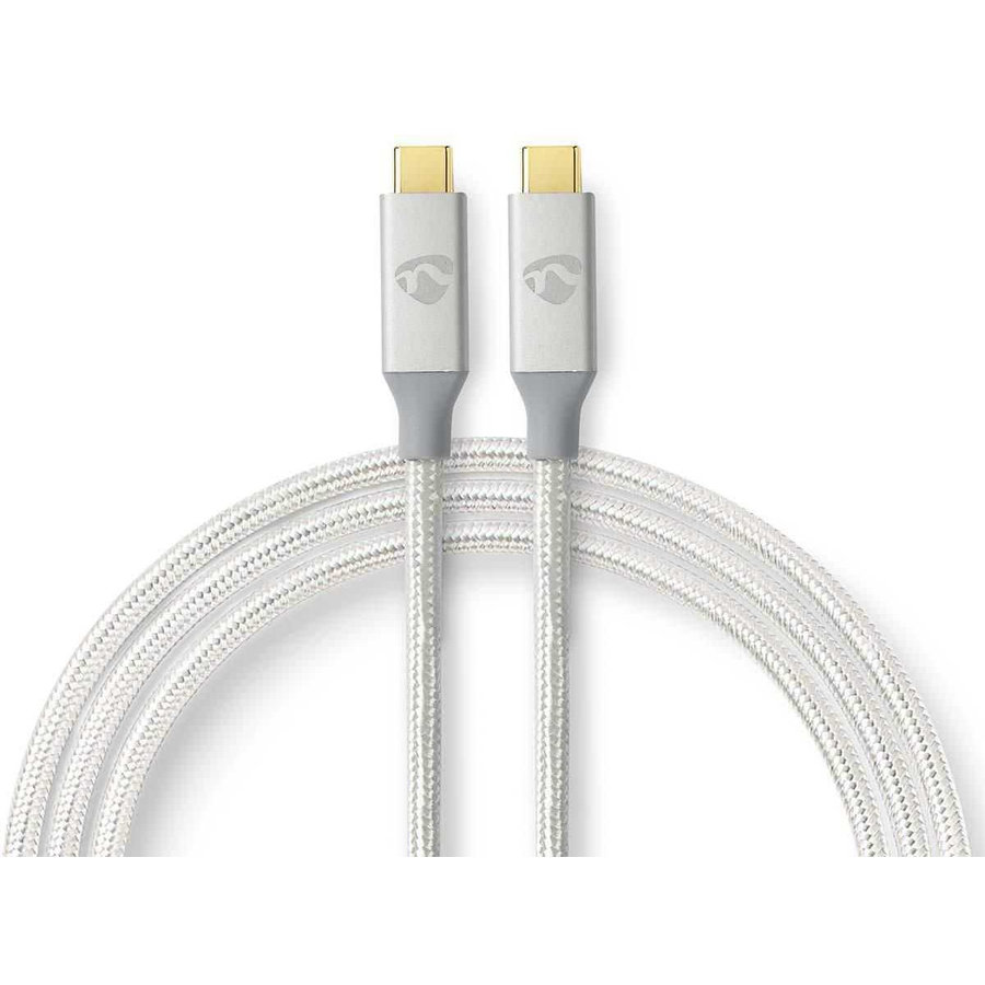 Cablu USB 3.2 Gen2 USB-C Tata la USB-C Tata 20 Gbps 2m Argintiu