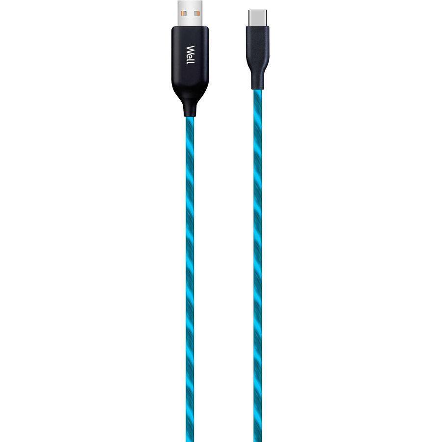 Cablu de Date si Incarcare USB la USB-C 3A 1m cu Flux de Lumina Albastru
