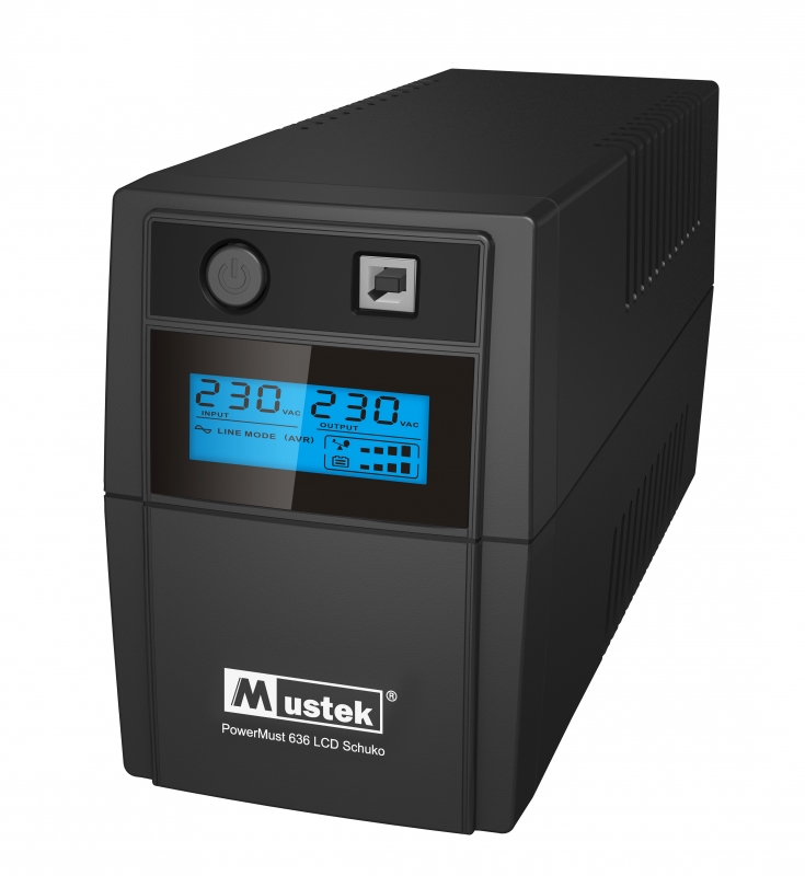 UPS  MUSTEK PowerMust  636 LCD (650VA) Line Interactive, Schuko (include timbru verde 3 lei)