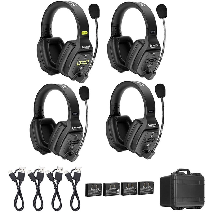 Sistem Intercom Wireless pentru 4 Persoane WiTalk WT4D Full-Duplex 1.9GHz Casti Dual-ear Negru