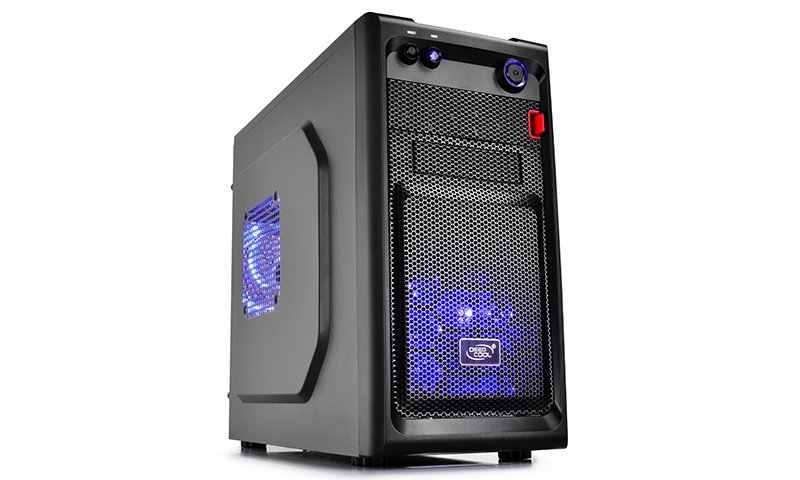 CARCASA DEEPCOOL  mATX Mini-Tower, 2* 120mm BLUE LED fan (incluse), front audio &amp; 1x USB 3.0, 1x USB 2.0, black 'SMARTER LED'