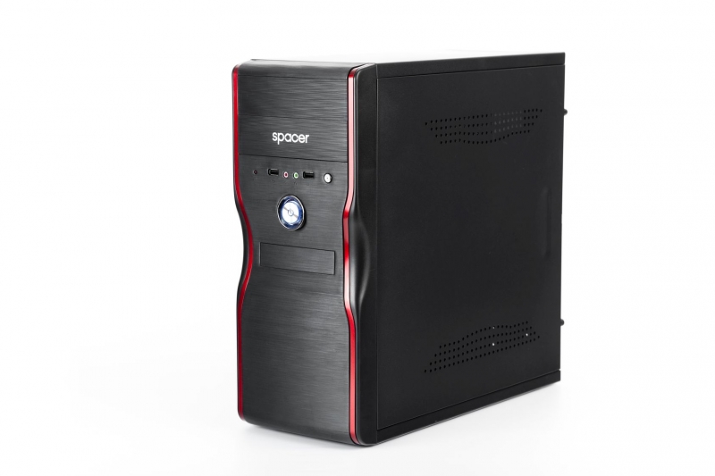 CARCASA Spacer  Mercury cu sursa 450W, ATX Mid-Tower, Front USB+Audio, (Full Black), 'SPC-MERCURY'