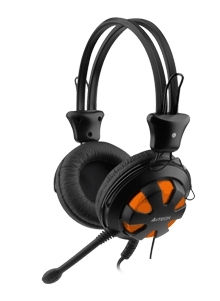 Casti A4TECH  Comfortfit, microfon pe fir, control volum pe casca, orange 'HS-28-3'