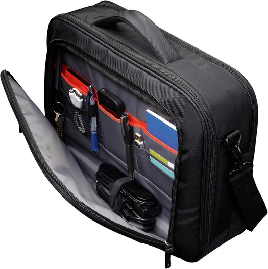 Geanta corporate nylon 16' cu buzunar pentru ipad ,black/red, ZLC216