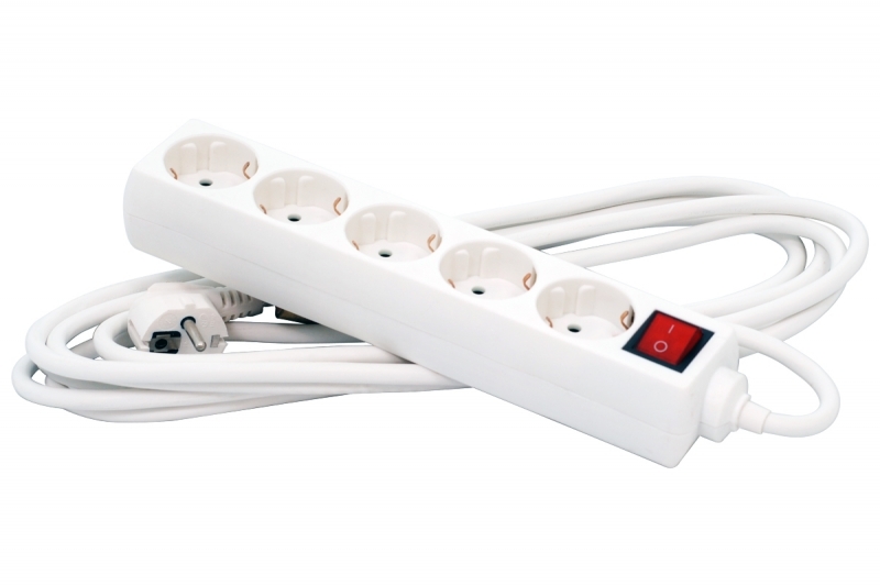 Priza cu prelungitor, 5 prize, 5m, retail, Spacer Defender 'PP-5-50R'