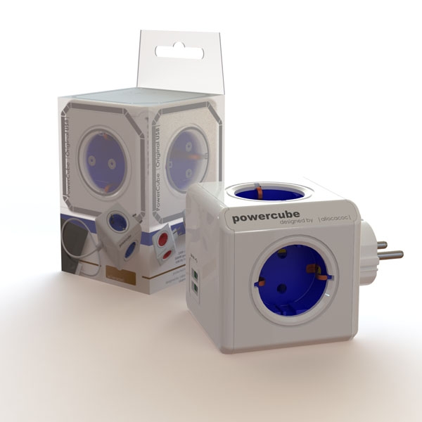 Fisa sub forma de cub, 4 cai Schuko si 2XUSB, Allocacoc