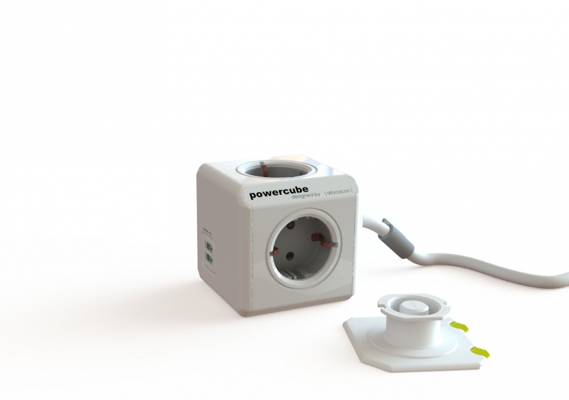 Prelungitor in forma de cub 4 cai + 2 USB,Allocaco 1.5 m 'P-CUBE-EXTUSB2/1.5-ALC'