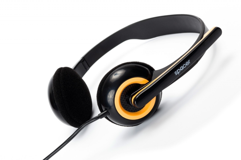 Casti cu microfon SPACER SPK-339, black-orange