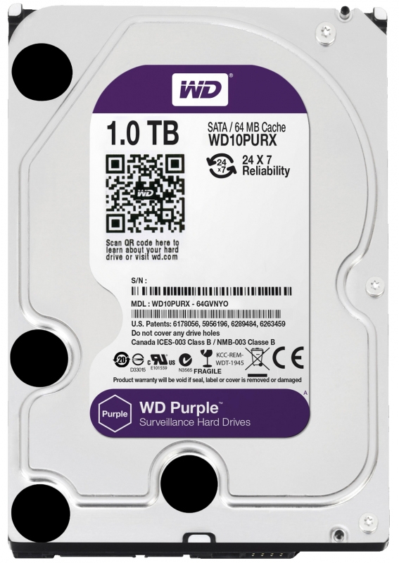 HDD WD Purple 1TB 64MB SATA3 (WD10PURX)
