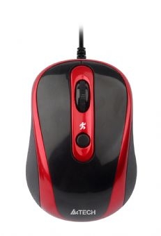 Mouse Optic USB A4TECH V-Track (N-250X-2), Black/Red, wired cu 3 butoane si 1 rotita scroll, rezolutie 1000-2000dpi si cablu 60cm