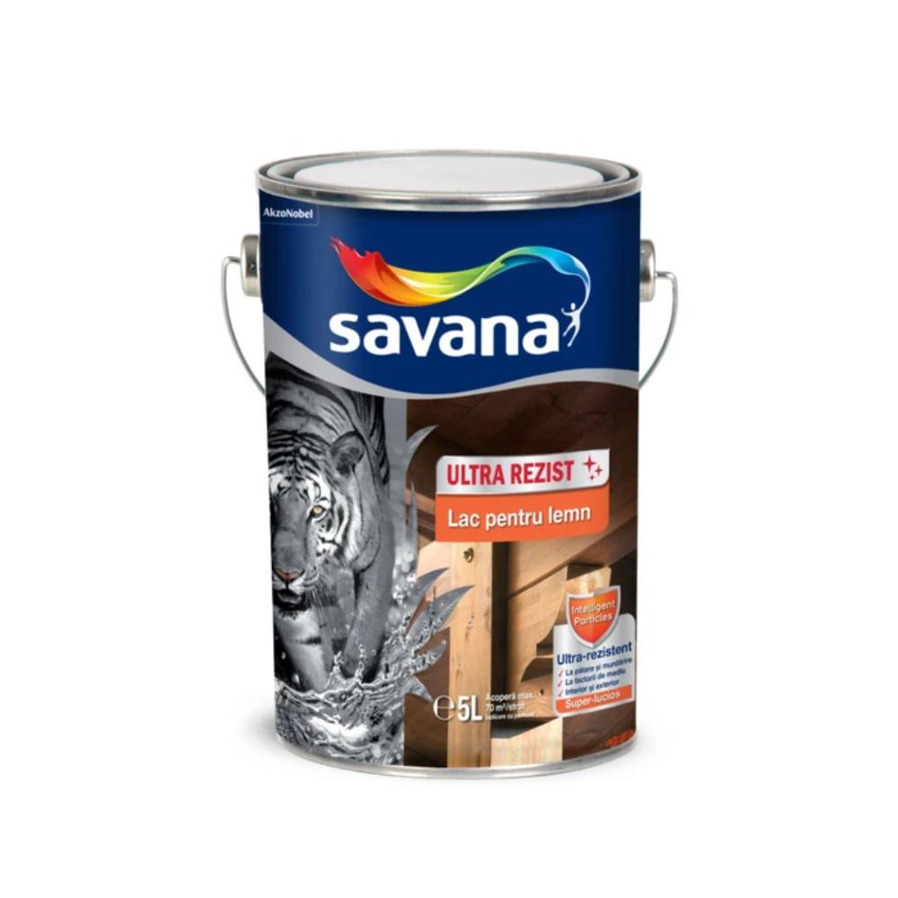 Lac pentru lemn Savana Ultra Rezist, mahon, interior/exterior, 5 l