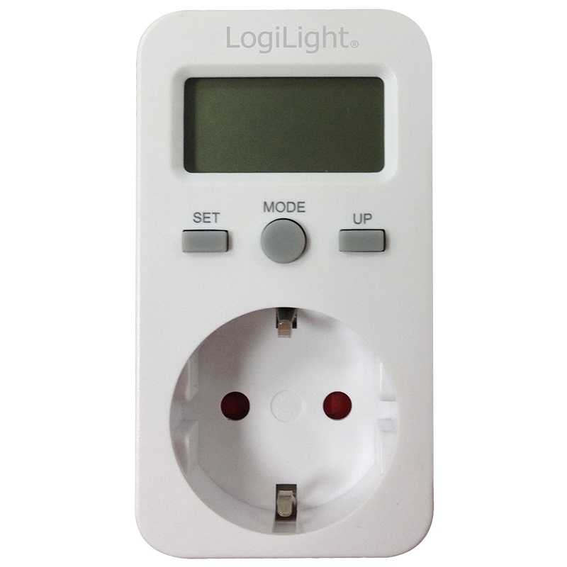 Contor pentru consum de energie, 1 priza, incarcare maxima 16A / 3680W, display, protectie copil, acumulator 3.6V Ni-Mh, Logilink (EM0002)