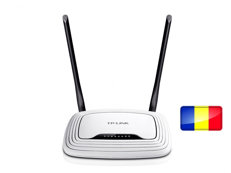 ROUTER 4 PORTURI WIRELESS 300Mbps 2T2R TP-LINK, 2 antene  fixe (TL-WR841N(RO)) Romana