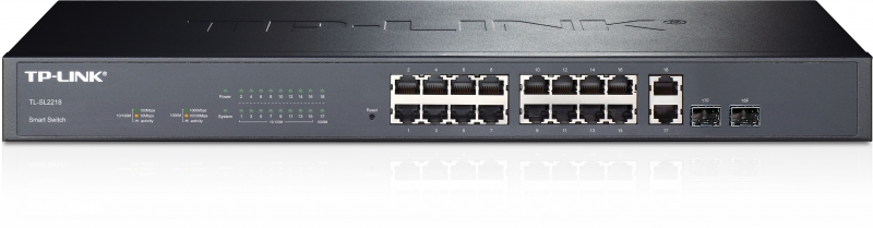 Switch L2 16 porturi 10/100Mbps + 2 porturi 10/100/1000Mbps + 2 sloturi SFP Gigabit TP-LINK TL-SL2218