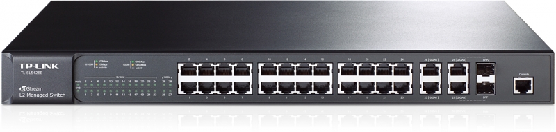Switch L2 cu management full 24 porturi 10/100 TP-LINK TL-SL5428E -  doua porturi 10/100/1000 + doua sloturi SFP combo
