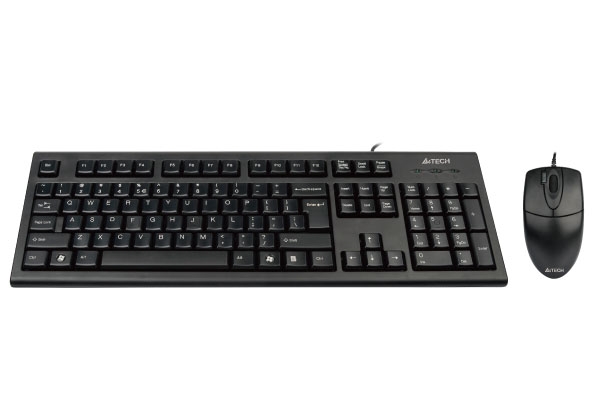 Kit tastatura+mouse USB A4TECH  (KR-8520D-USB), black, tastatura wired cu 104 taste si mouse wired cu 3 butoane si 1 rotita scroll, 620dpi