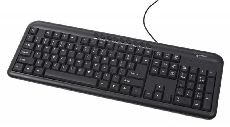 Tastatura multimedia USB GEMBIRD (KB-UM-101), wired cu 104 taste si 9 taste multimedia practice, silentioasa si confortabila, compatibila Windows 8, culoare: negru