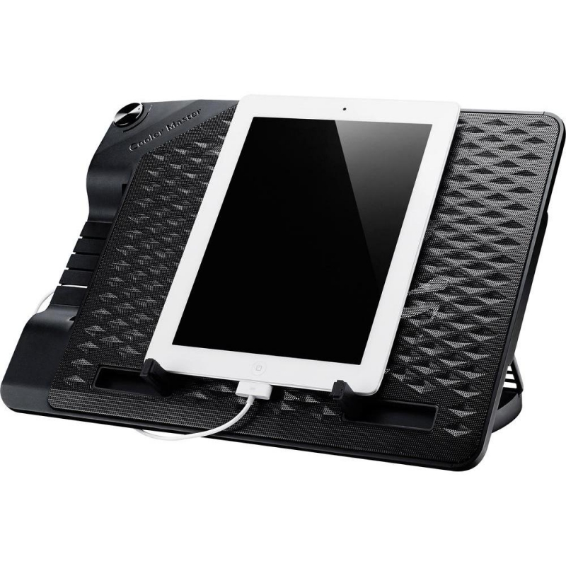 Stand notebook COOLER MASTER 17'. - NOTEPAL ERGOSTAND III, 1* fan 230mm, 4* USB &amp; mini USB &amp; micro USB, plastic &amp; aluminiu, black (R9-NBS-E32K-GP)