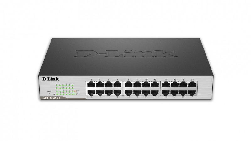 Switch Smart 24-port-uri Gigabit, 11inch 1U rack-mountable, D-LINK (DGS-1100-24)