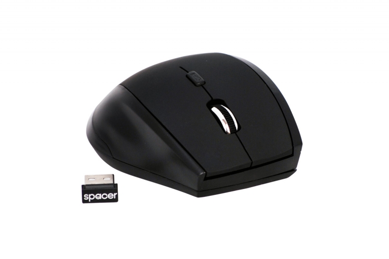 Mouse Wireless SPACER SPMO-291, 1600dpi, receptor nano USB, negru (SPMO-291)