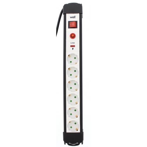 Prelungitor cu Protectie 6 Prize 5m 3xG1.5mmp Negru