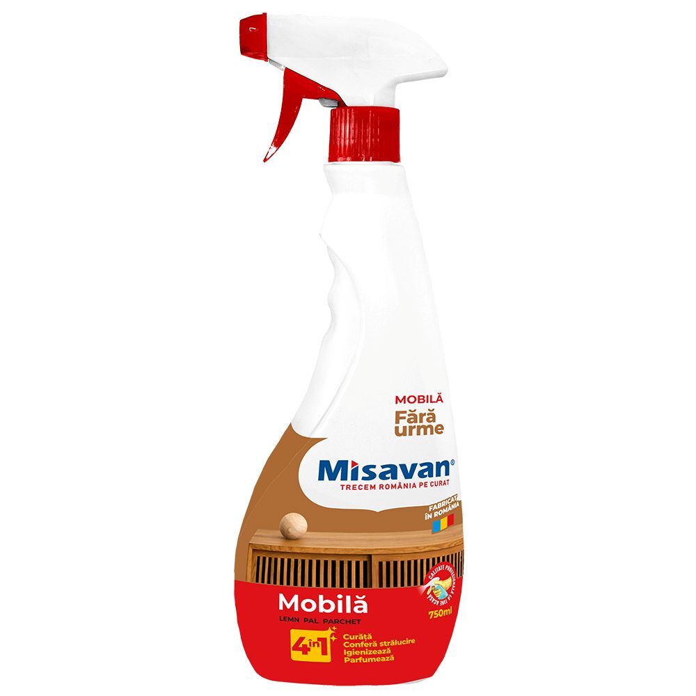 Solutie curatare mobila Misavan 4 in 1, cu pulverizator, 750 ml