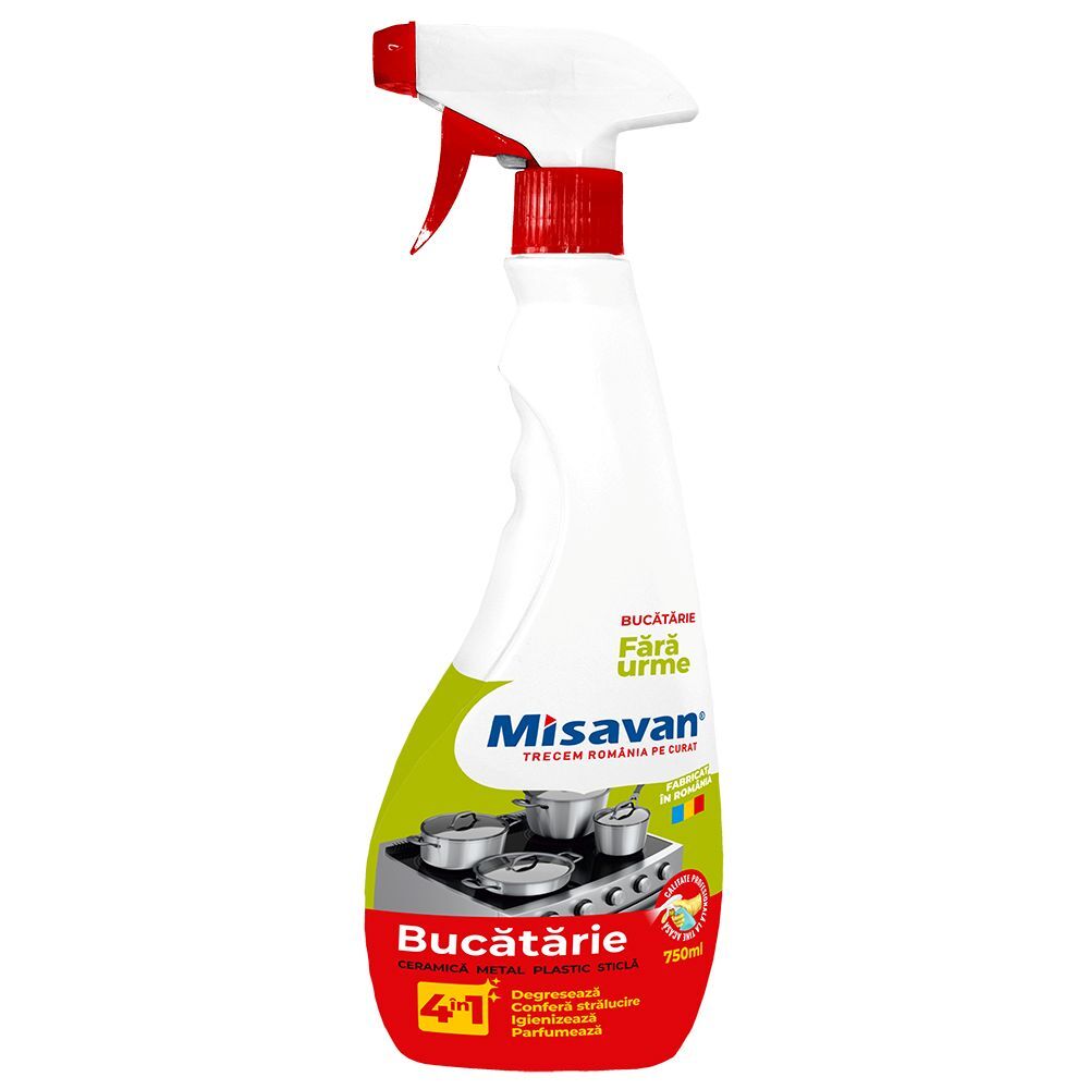 Solutie curatare bucatarie Misavan 4 in 1, cu pulverizator, 750 ml