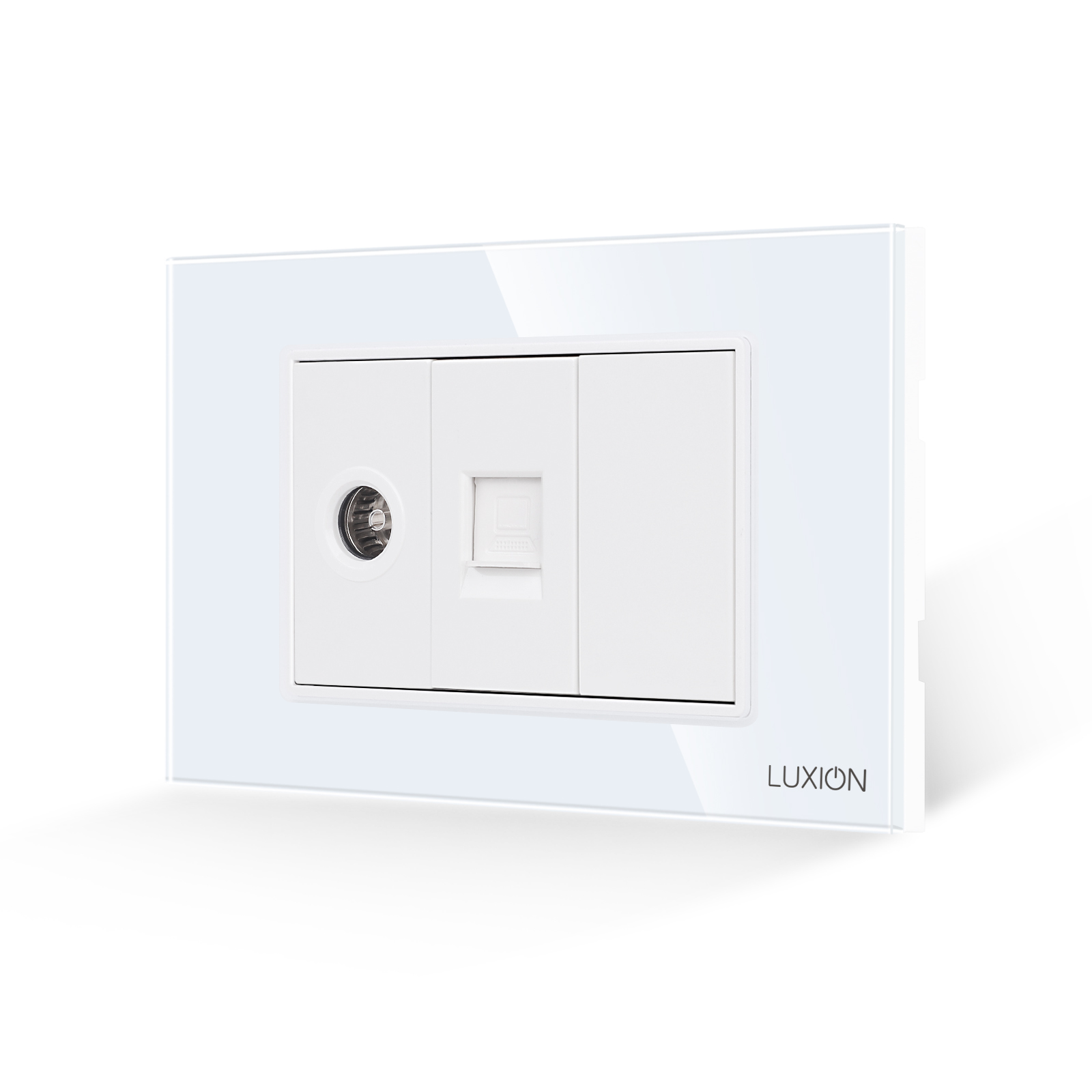 Priza TV + Internet cu Rama din Sticla LUXION, Standard Italian, 3M