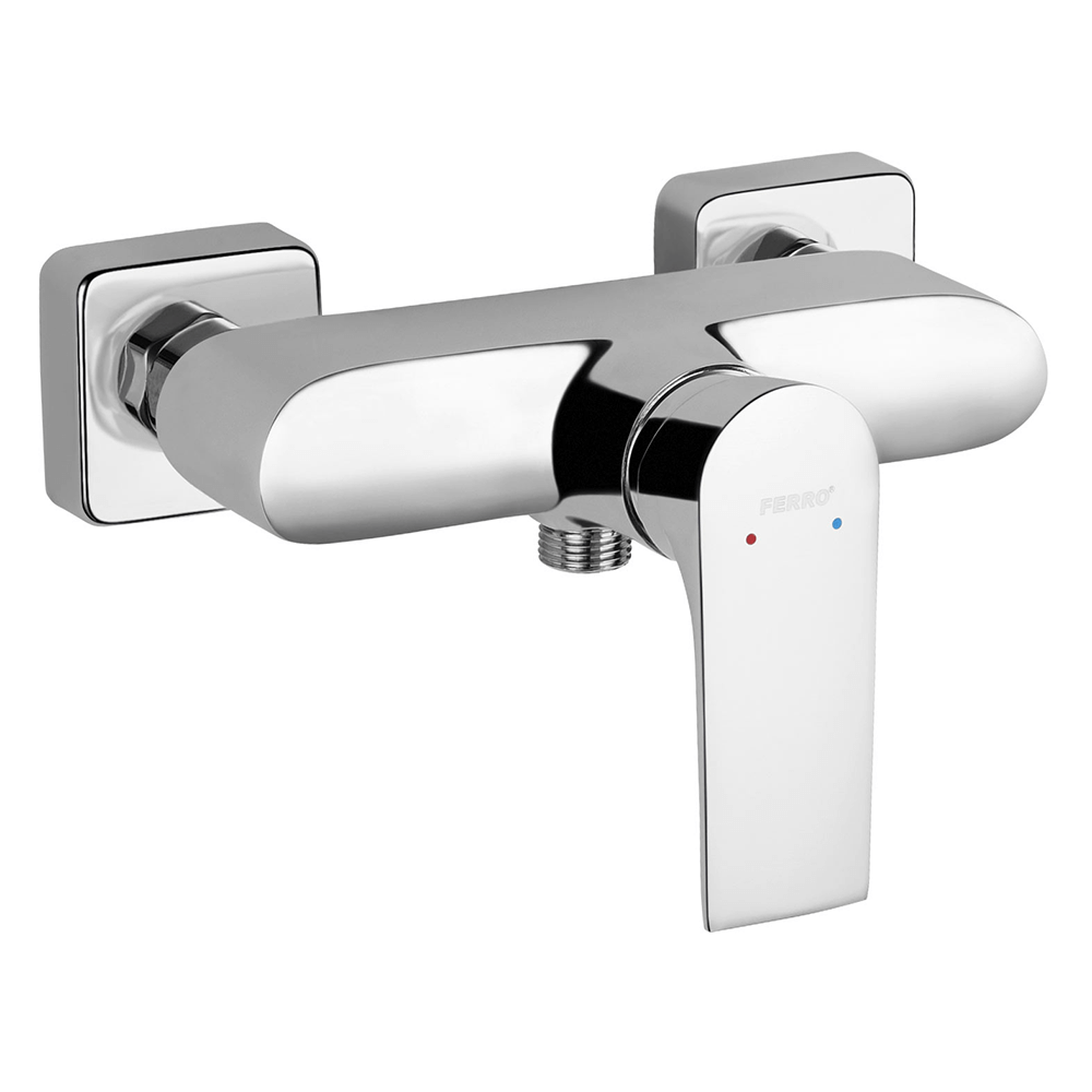 Baterie dus pentru perete Ferro BAQ7 Square, monocomanda, crom, cartus ceramic