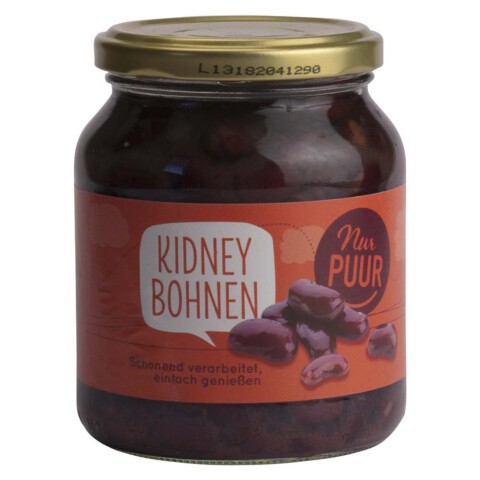 Fasole rosie bio, 350g / 230g Nur Puur