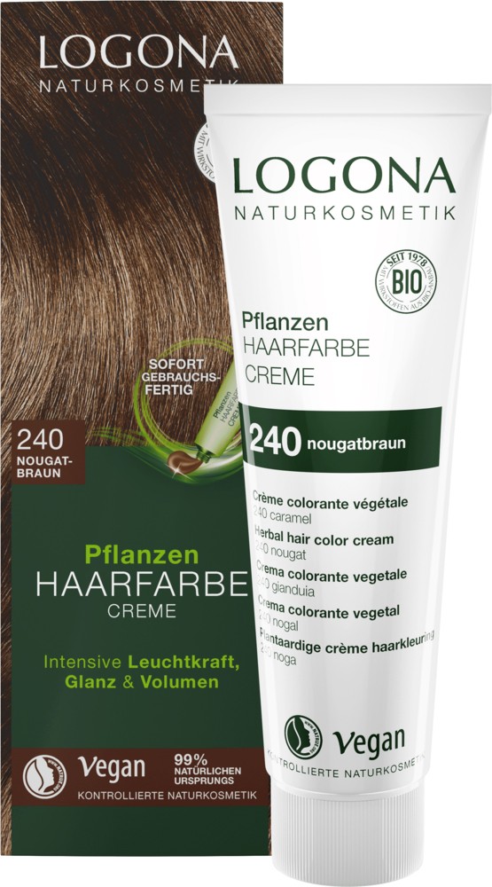 Vopsea de par crema, Saten Nougat Caramel 240, 150ml Logona
