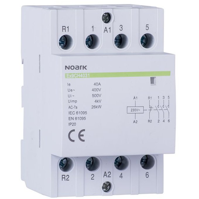 Contactor pe sina 63A 2NO+2NI 230V Noark 107326