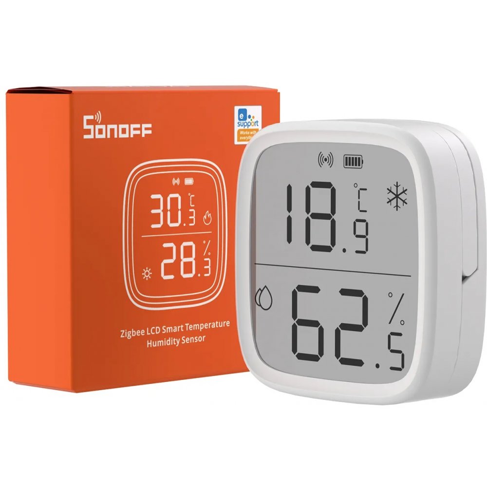 Senzor de temperatura si umiditate SONOFF SNZB-02D Zigbee 3.0 cu afisaj LCD 6920075740004
