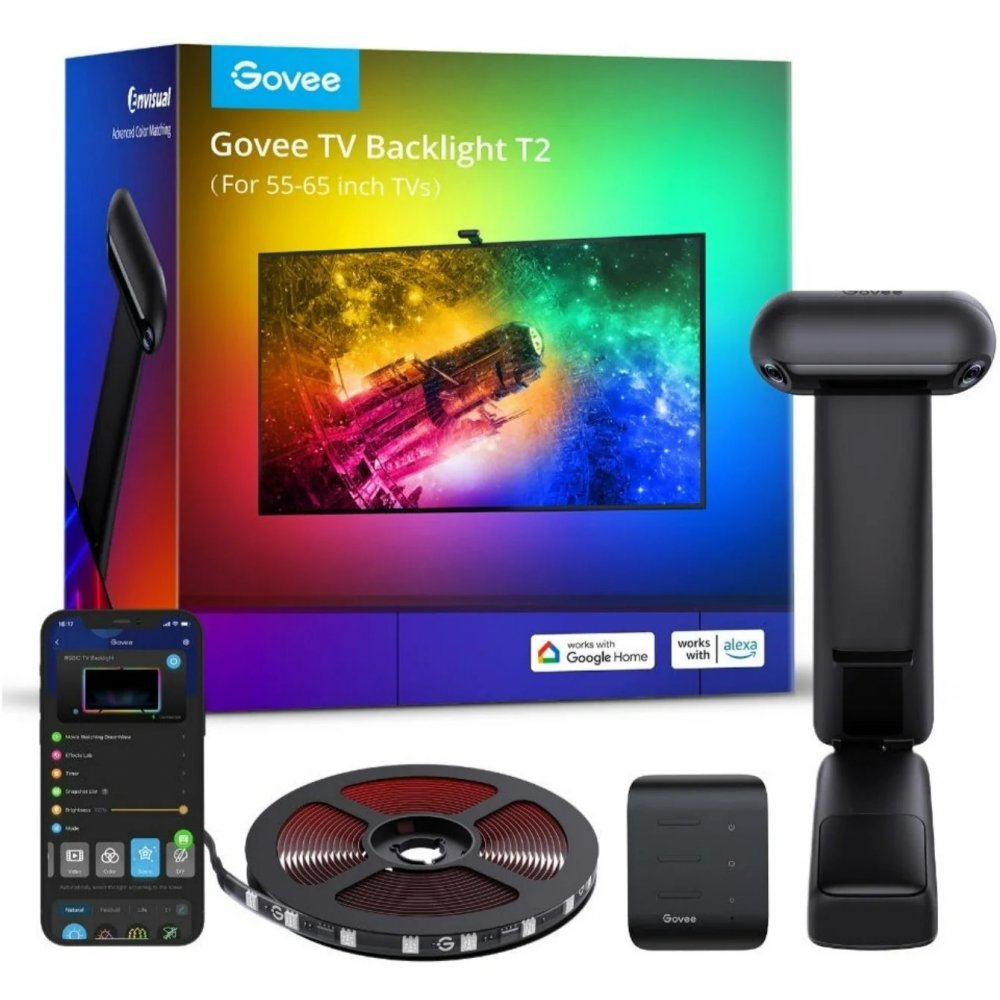 Banda LED Govee H605C Envisual TV Backlight T2 RGBIC, Wi-Fi+Bluetooth, Dual Camera, 55-65 inch, 60 LEDs/m / 6974316992684