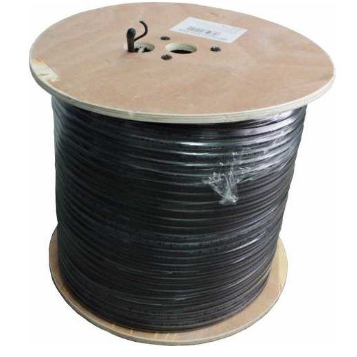 Cablu coaxial RG6 cu sufa, fire otel cuprat, triplu ecranat, rola 305m RG6MES-CCS/AL-TRISLD-305BK-WL