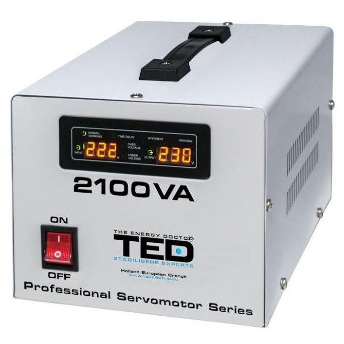 Stabilizator retea TED Electric 2100VA / 1200W cu servomotor TED2100SVC, unda sinusoidala pura TED000132