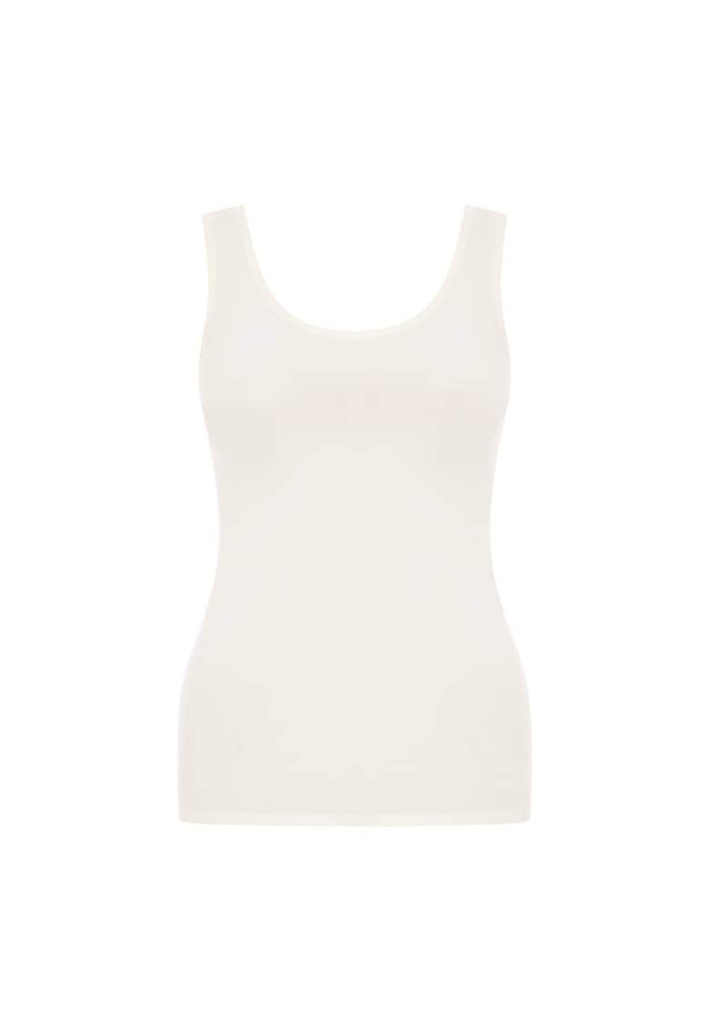 Top fara cusaturi cu decolteu amplu - Alb fildes