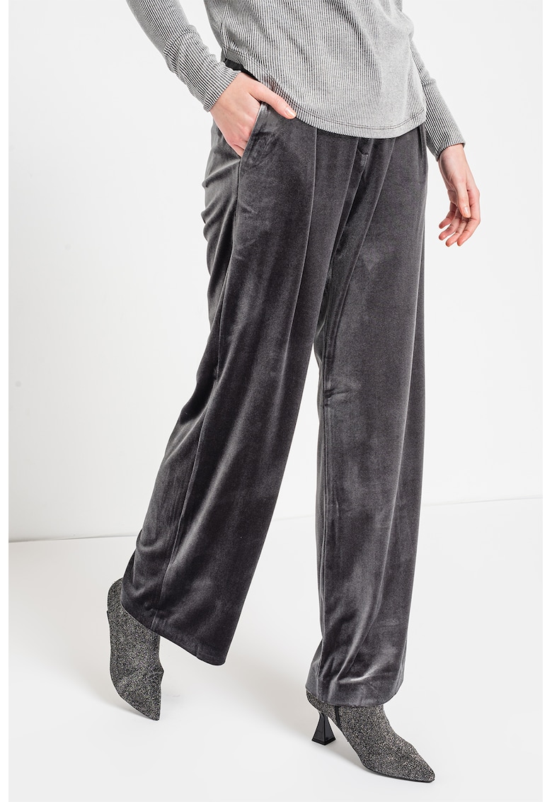 Pantaloni de catifea cu croiala ampla - Gri cenusiu