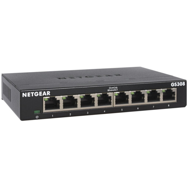 Switch NetGear GS308v3, 8 x 10/100/1000 Mbps Gigabit Ethernet, Desktop/Wall-mount, Plug-and-Play, carcasa metal