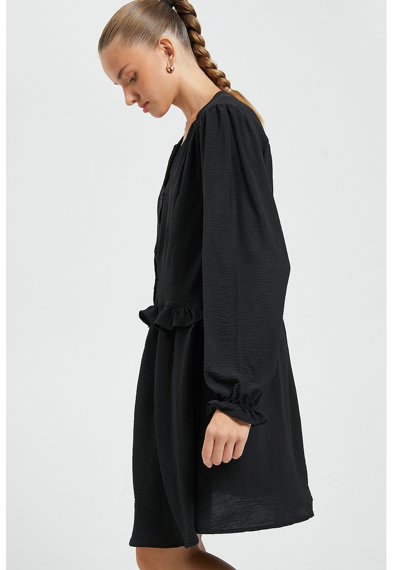 Rochie mini lejera cu volane - Negru