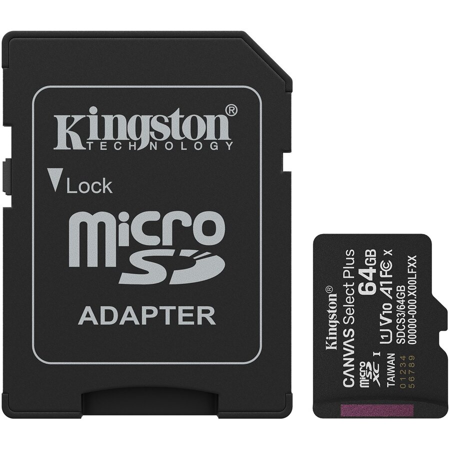 Card Technology 64GB microSDXC Canvas Select Plus Gen3 100MB/s A1 + Adapter
