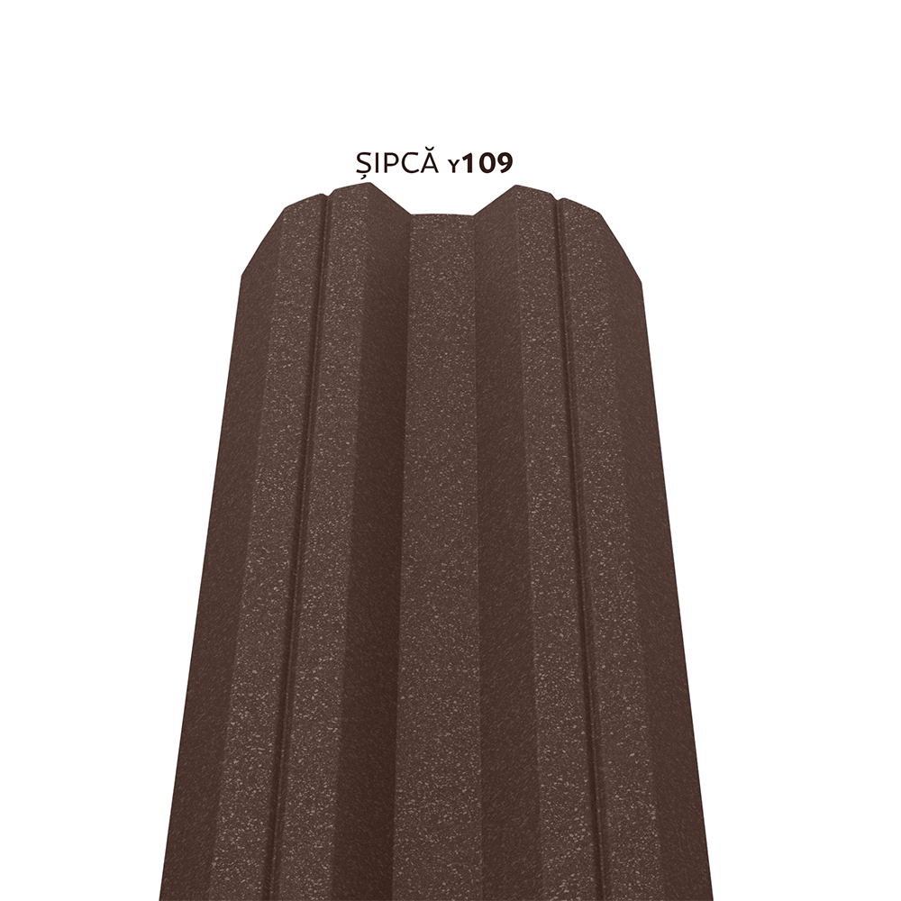 Sipca metalica gard Caretta Y109, maro RAL 8017, mat structurat, 0.4 mm, 86 x 1700 mm