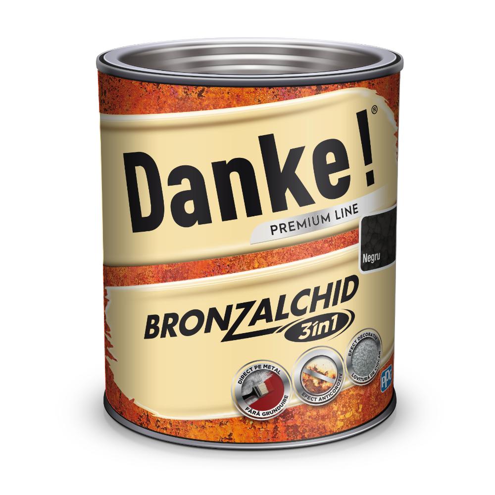Email pentru metal Danke Bronzalchid 3in1, interior/exterior, pe baza de solvent, negru, lucios, 0.75 l