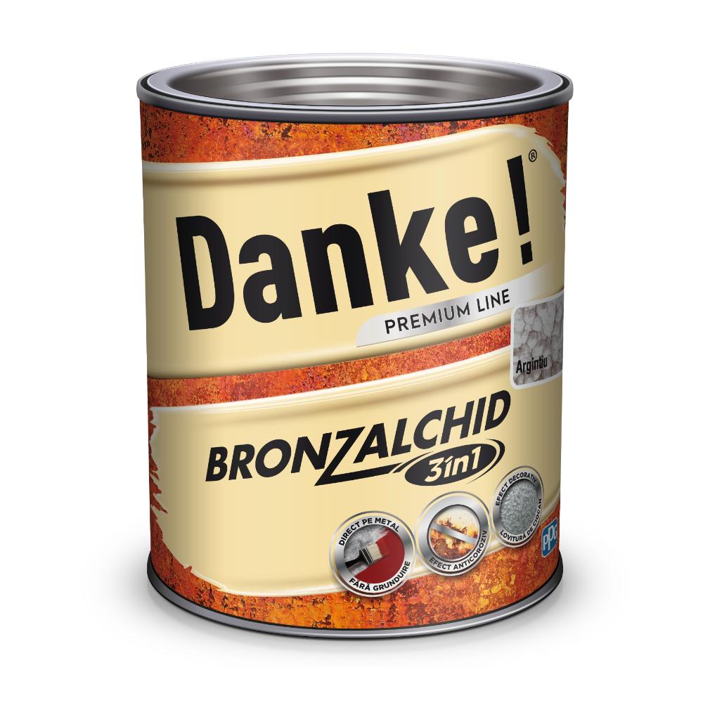 Email pentru metal Danke Bronzalchid 3in1, interior/exterior, pe baza de solvent, argintiu, lucios, 0.75 l